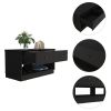 DEPOT E-SHOP Uranus Storage Bench, Two Drawers, Two Open Shelves, Black