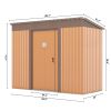 4.2 x 9.1 Ft Outdoor Storage Shed, Metal Tool Shed with Lockable Doors Vents, Utility Garden Shed for Patio Lawn Backyard,Brown