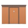 4.2 x 9.1 Ft Outdoor Storage Shed, Metal Tool Shed with Lockable Doors Vents, Utility Garden Shed for Patio Lawn Backyard,Brown